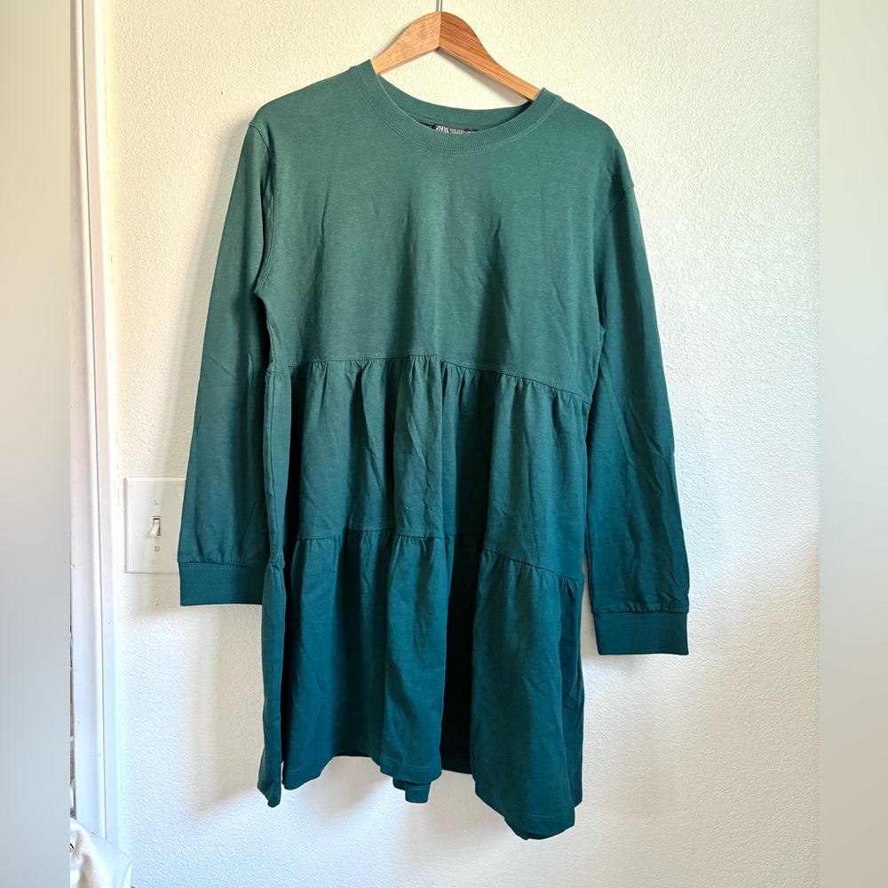 NWT Dark Green Zara Midi Dress - Picture 2 of 5